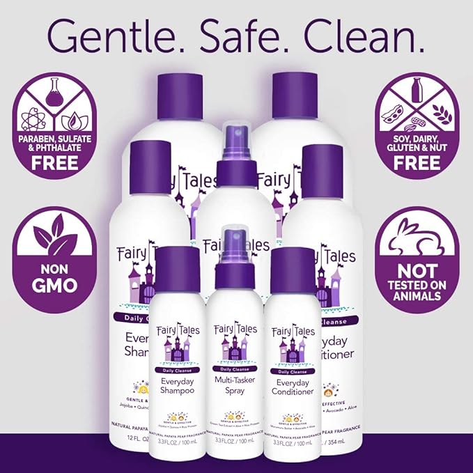 Fairy Tales Daily Cleanse Everyday Kids Shampoo - Gentle Natural Defining Shampoo, Tangle Free, Moisturizing and Hydrating Formula, Paraben Free - 12 oz (2 Pack)