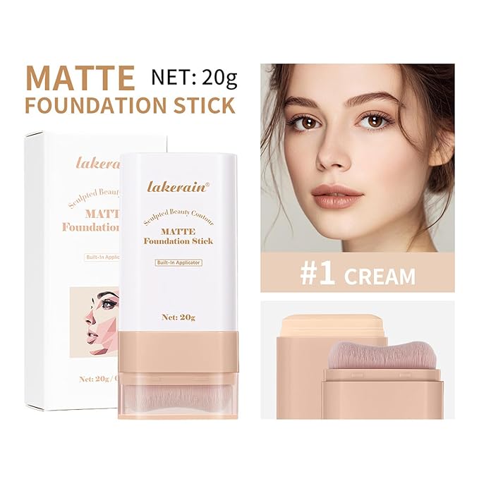 Beauty Balm Serum Boosted Skin Tint, Dual-Ended Eraser Foundation Stick with Brush, Full Coverage Cream Korean Makeup, Long-Lasting Stick for Smooth, Flawless Finish (#1 Cream)