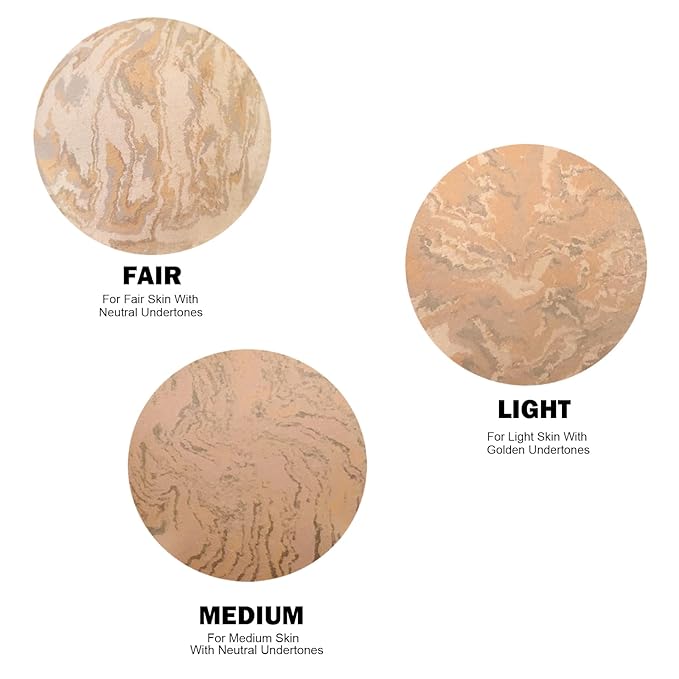 Marbleized Baked Foundation Makeup, Balance and Brighten Color Correcting Powder Foundation - Buildable Light to Medium Coverage - Demi-Matte Natural Finish (#003 MEDIUM, 0.32 Oz)