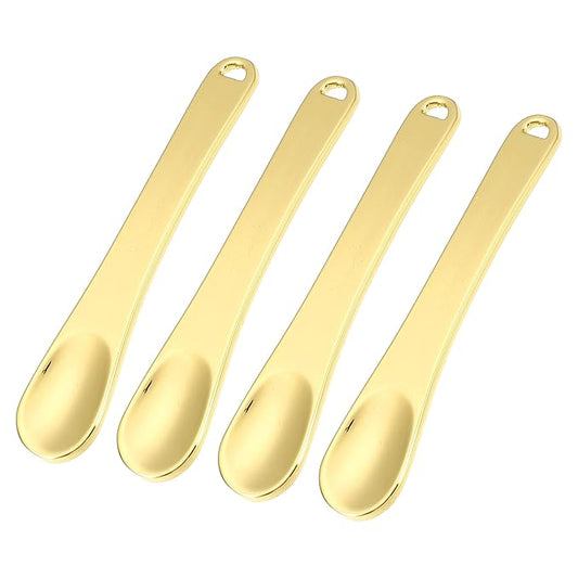 VOCOSTE 4 Pcs Makeup Spatula Mini Spoon, Eye Cream Massage Sticks Beauty Scoop, for Facial Cosmetic Face Cream, Zinc Alloy 2.32"x0.46", Gold Tone