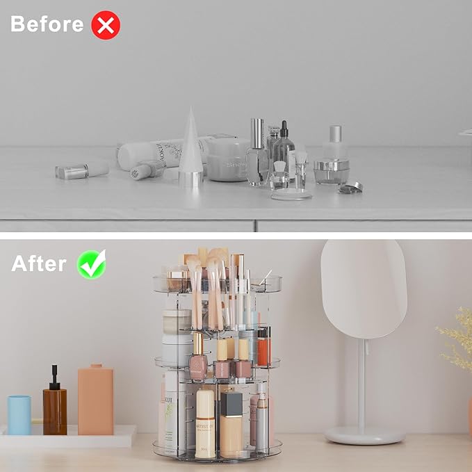 360 rotating makeup organizer with