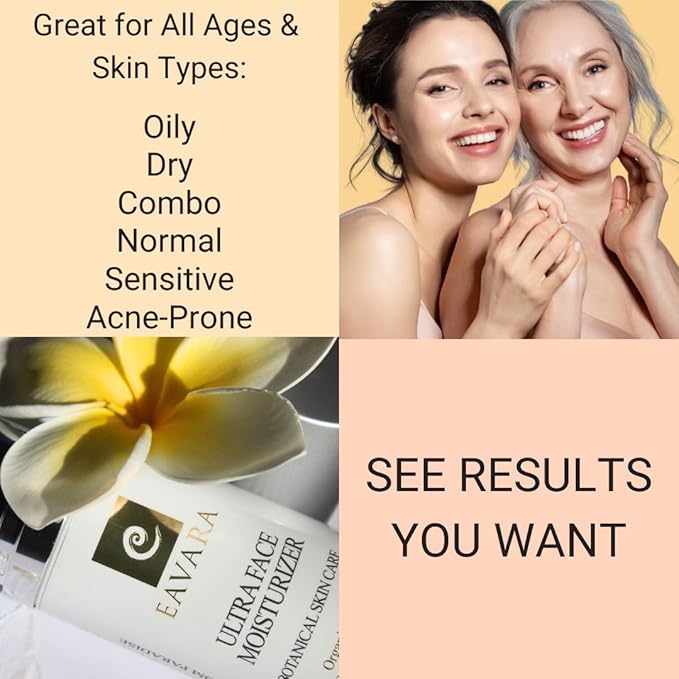 Organic Face Moisturizer Cream with Collagen Peptides and Hyaluronic Acid Anti Aging Moisturizing Face Lotion For Women And Men Award Winning Paraben Free for Anti Wrinkle Skin with Shea and Jojoba