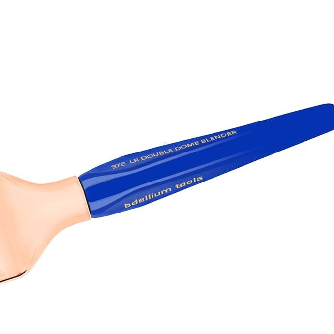 Bdellium Tools Professional Makeup Brush - Golden Triangle 971 Large Slanted Double Dome Blender - With All Vegan and Soft Synthetic Fibers, For Foundation Application & Blending (Blue, 1pc)