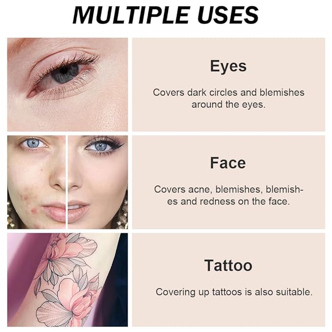 Kaely Pot Concealer Full Coverage Set,under Eye Brightener Concealer for Conceals Dark Circles,Waterproof Foundation Face Makeup Brush Kit,Color Correcting Concealer,Eye Ring corrector de ojeras 04