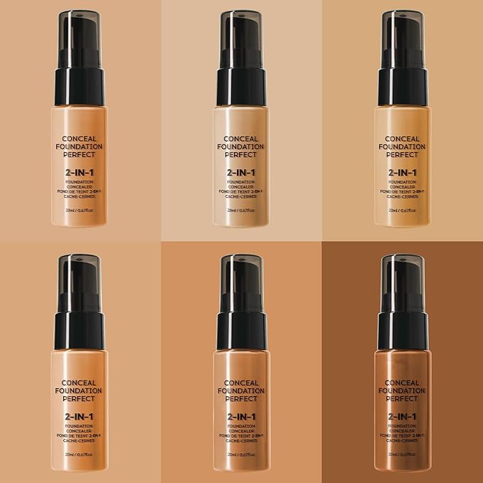 6 Colors Liquid Foundation Long-Lasting,Poreless Liquid Oil Concealer