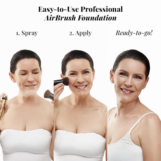 Jerome Alexander Airbrush Foundation Ultra Hydrating, Spray Foundation Makeup with 2x the Active Ingredients, Ultra-Light, Buildable, Full Coverage Formula (Light)