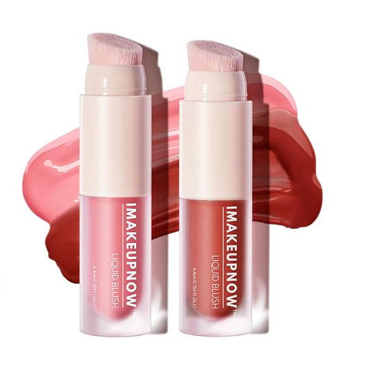 Liquid Cream Blush Stick Makeup for Cheeks | Build-in Brush - Application & Blending in One #L002 + #L003