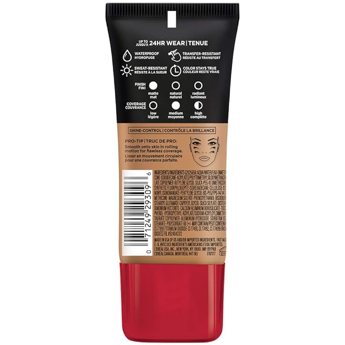 L'Oreal Paris Cosmetics Makeup Infallible Pro-Matte Liquid Longwear Foundation, Créme Café, 1 fl oz.