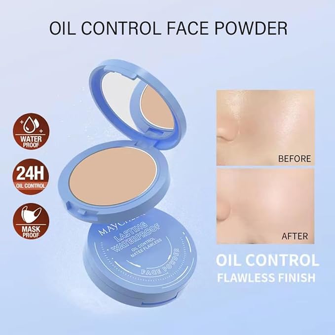 Oil Control Face Pressed Powder,Matte Smooth Setting Powder