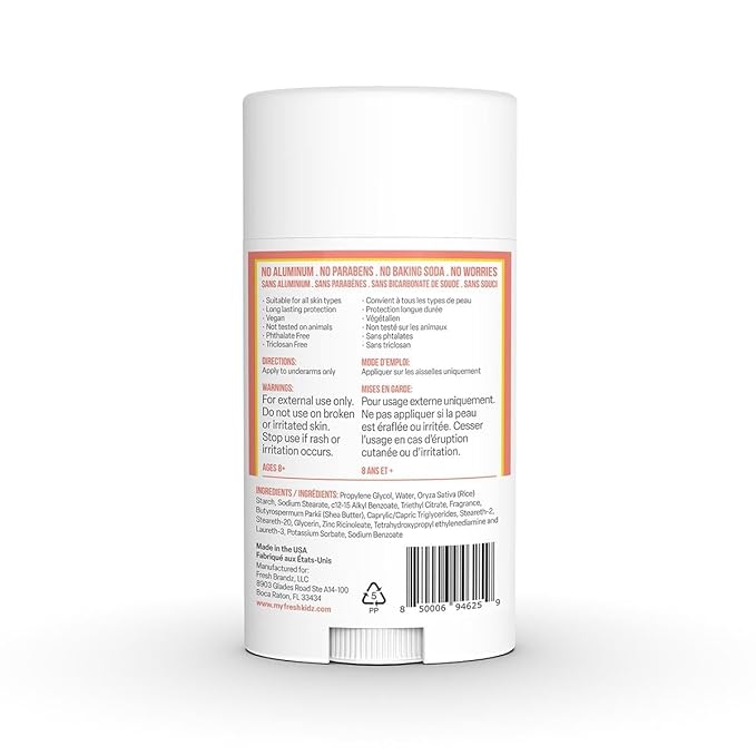 Fresh Kidz Body Wash 16.9 fl.oz. and Stick Deodorant 2.65 oz for Kids and Teens - Girls "Coral" Set