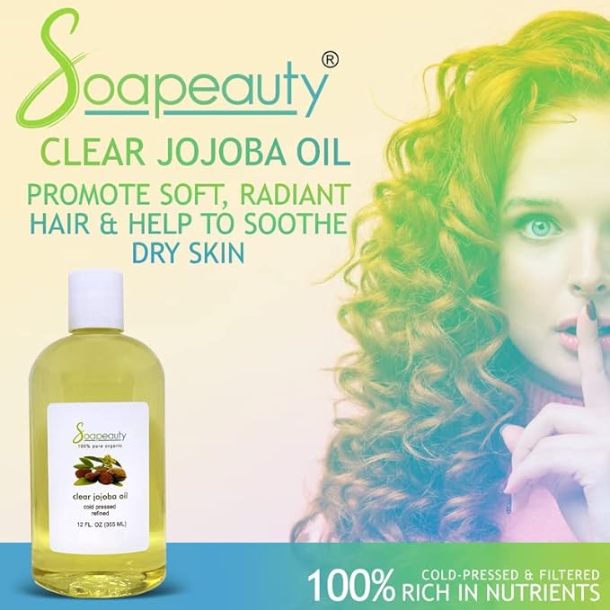 Soapeauty Clear Jojoba Oil | 100% Pure & Natural | Refined, Cold Pressed, Hexane Free | Moisturizing Oil for Skin, Face, Hair & Nails | 16 fl oz