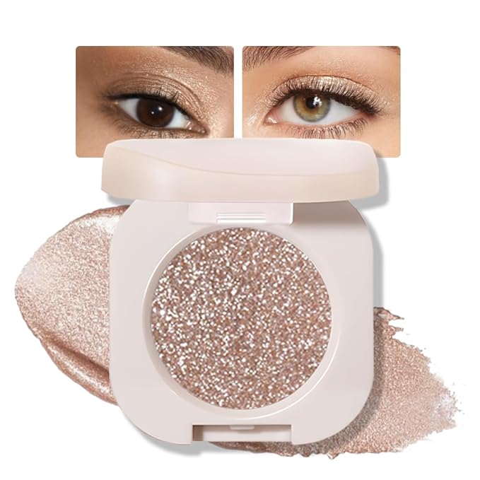 Glitter Shimmer Sparkle Eyeshadow Palette Makeup for Green Blue Eyes, Glitter Nude Shimmer Metallic Holographic Multichrome Cream Iridescent Single Monochrome Eye Shadow Makeup, 10