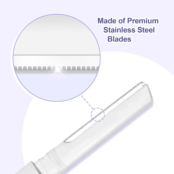 Dermaplane Razor for Women Face & Eyebrow - Dermaplaning Tool for Peach Fuzz Facial Hair Removal,High Precision Blade for Smooth Skin (White, 12 Count)