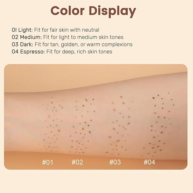 Freckle Pen, Natural Lifelike Fake Freckles Makeup Pen Stamp for Sunkissed Makeup,Magic Faux Freckle Stain Marker Long Lasting Quick Dry - (03DARK+04ESPRESSO)