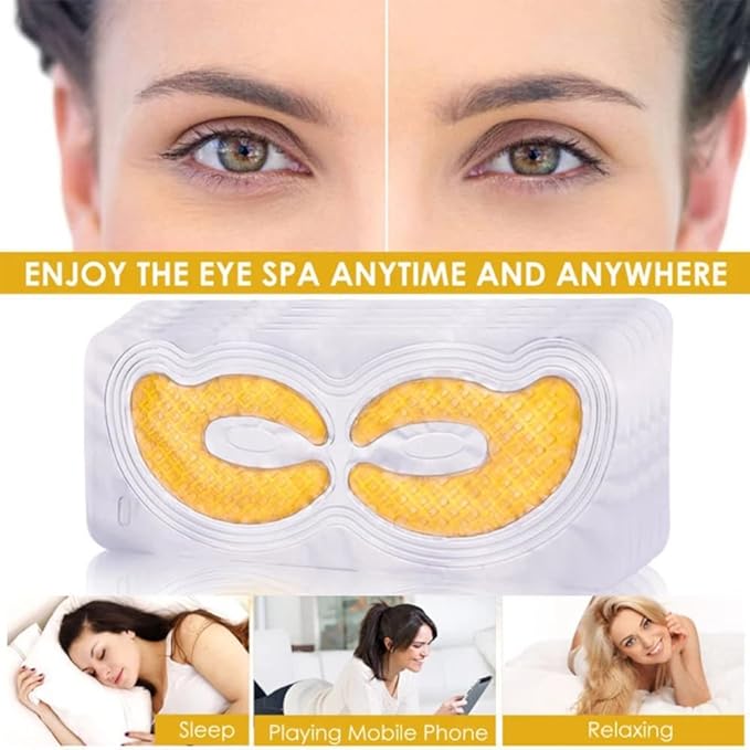Gold Hydrogel Eye Mask Collagen Crystal Eye Mask Patches Anti-Aging Under Eye Pads - Reduce Wrinkles,Puffy Eyes,Dark Circles,Eye Bags - Moisturizer Eye Contour Mask, Improve Skin Elasticity | 5 Pairs