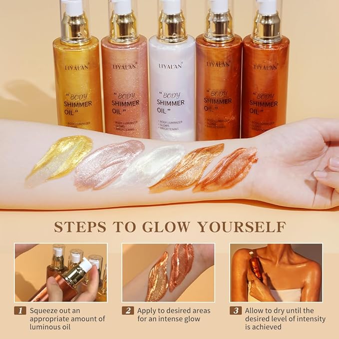Liyalan Shimmer Body Oil Golden Brown