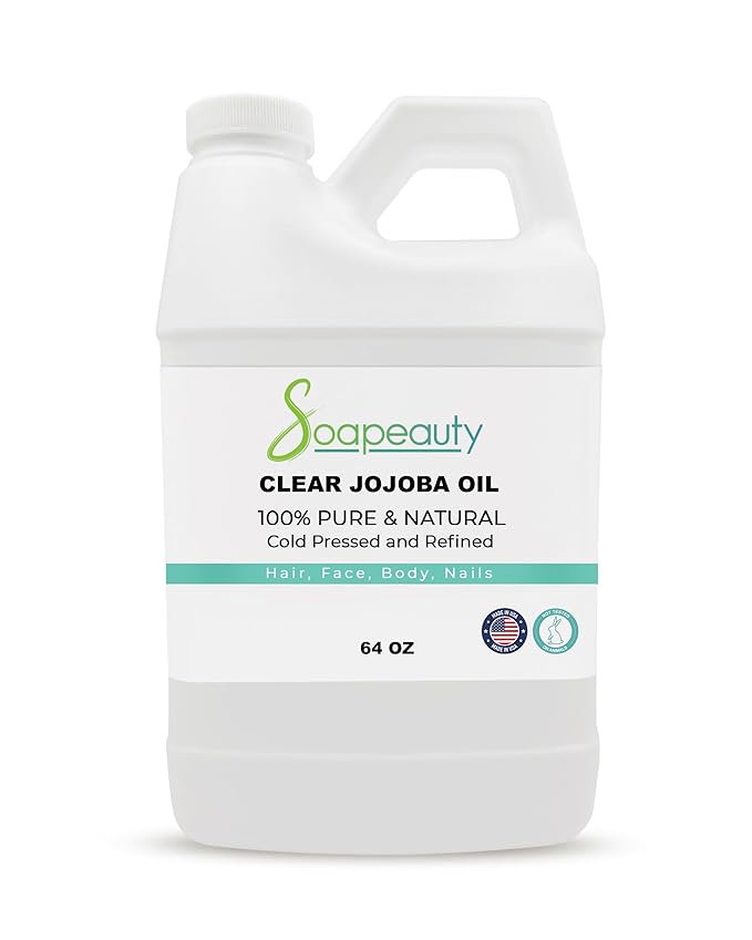 Soapeauty Clear Jojoba Oil | 100% Pure & Natural | Refined, Cold Pressed, Hexane Free | Moisturizing Oil for Skin, Face, Hair & Nails | 64 fl oz
