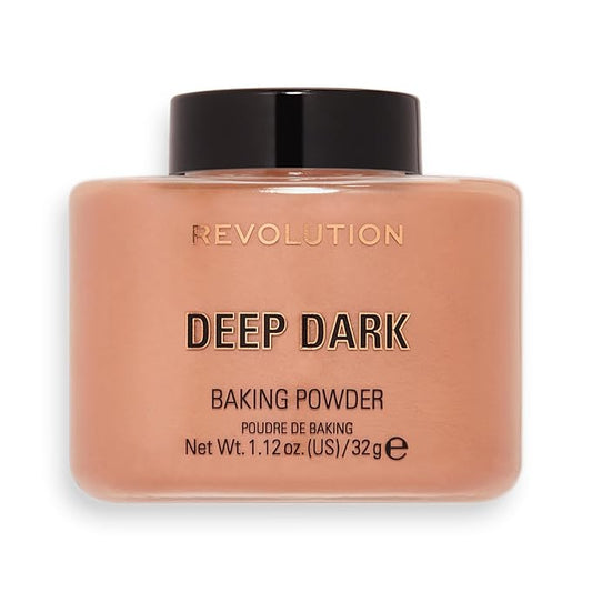 Revolution Beauty, Loose Baking Powder, Makeup Setting Powder, Long Lasting Coverage, Mattifies & Reduces Shine, Deep Dark, 1.13 Oz