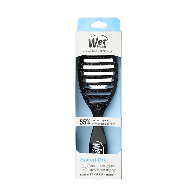 Wet Brush Speed Dry Hair Brush, Black, Vented Design & Soft HeatFlex Bristles, Blow Dry Safe, Ergonomic Handle Manages Tangles & Uncontrollable Strands, Pain-Free Hair Accessories