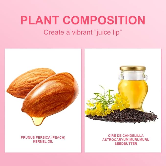 4Pcs Lip Glowy Balm | Lip Sleeping Mask | Plumping Lip Gloss | Tinted Lip Balm (Grape, Peach, Berry, Grapefruit)