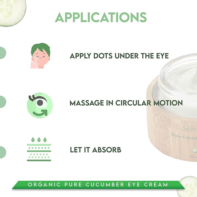 Shir-Organic Pure Cucumber Eye Cream For Dark Circles Eye Puffiness Wrinkles Instant Hydration Anti Aging Eye Cream for All Skin Type (30 ML)