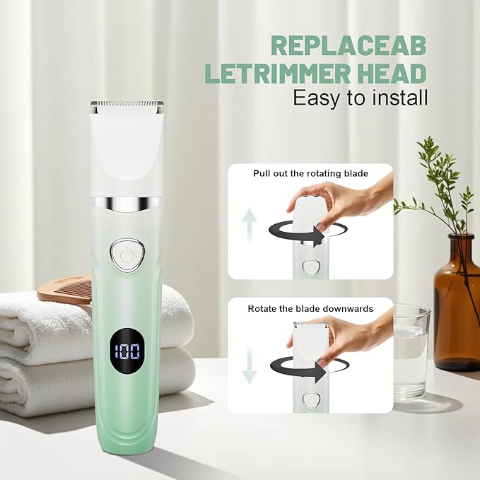 3-in-1 Painless Bikini Trimmer for Women - Electric Pubic Hair Shaver with Ceramic Blade, Wet/Dry USB Razor for Underarm/Leg/Body, Rechargeable Ladies Grooming Kit