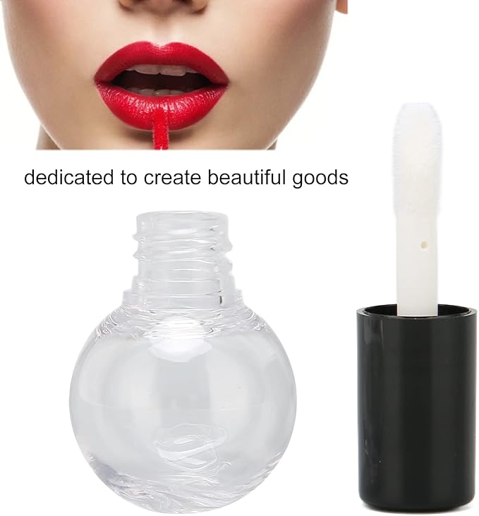 10Pcs 5ml Empty Lip Gloss Tubes Containers Cute Ball Type Plastic Refillable DIY Lip Gloss Bottle, Reusable Empty Bottle Tube Container for Eyelash Growth Oil/Mascara with Brush for Home and Travel