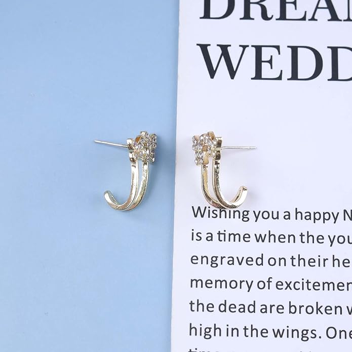 Vintage Crystal Butterfly Claw Earrings Rhinestone Claw Stud Earrings Sparkly Cz Butterfly Earrings Gold Butterfly Illusion Earrings Jewelry for Women