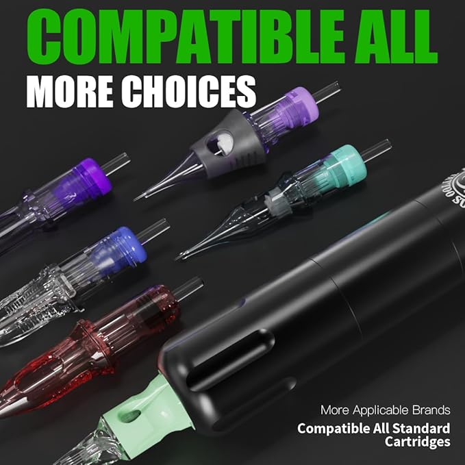 Dragonhawk Wireless Tattoo Kit, S12 Rotary Tattoo Pen Machine Gun, 2 Replaceble Batteries for Long Run Time, Tattoo Kit for Beginner Play & Learn