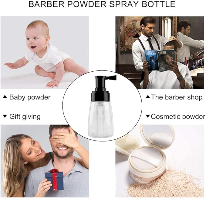 Barber Powder Bottle Spray - for Applying Talc and Powder - Empty Powder Travel Cosmetics Blower, Refillable Hair Fiber Applicator for Hair Salon, Home, Beauty