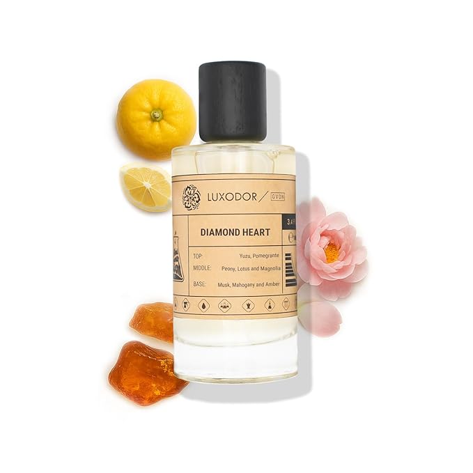 Diamond Heart Perfume for Women, Inspired by Ver. Bright Crystal, 2-Piece Combo of 100 ml Fragrance Spray Bottle and 10 ml Alcohol-Free Roll-On Perfume Oil, Vegan, Paraben-Free