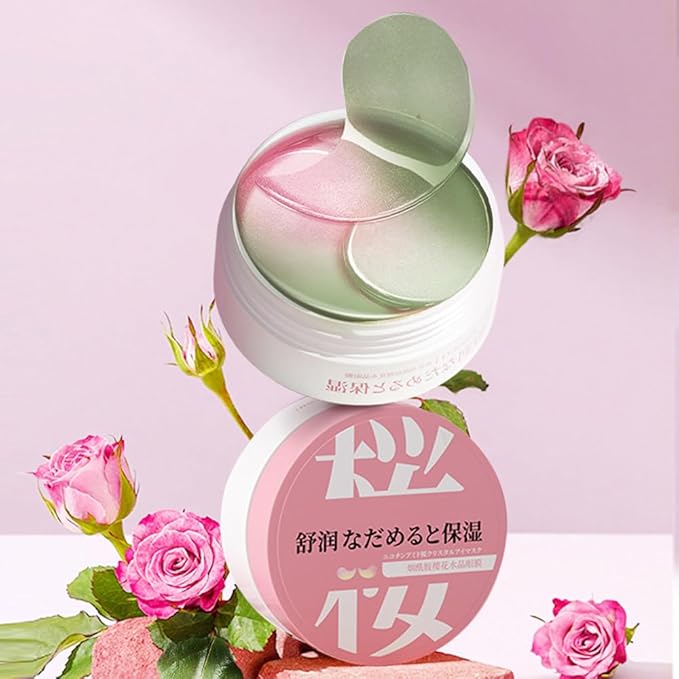 Under Eye Patches for Dark Circles, 30 Pairs Retinol Collagen Eye Gels Mask, Eye Patches for Dark Circles and Puffiness, Anti Aging Moisturizer For Women Gift, Crystal Cherry Blossom Color Eye Masks