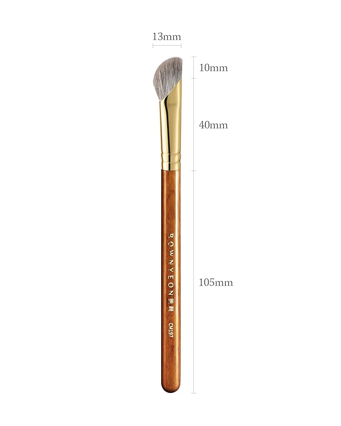 Desert Oak Series Pro Nose Sculptor - Arctic Fluff Hybrid Bristles for Nasal Contouring, Wide Angled Nose Brush, Bubinga Handle (CM 197)