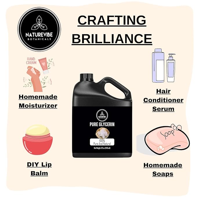 Naturevibe Botanicals Glycerine Liquid Oil 32 Ounces | 100% Pure and Natural | Great for Skin Care and Hair Care