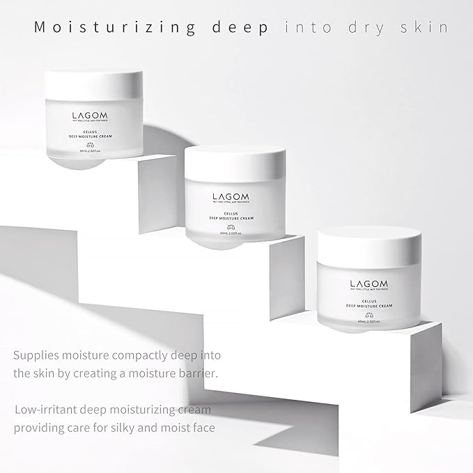 LAGOM Cellus Deep Moisture Cream Natural Moisturizer with Ceramide and D-Panthenol (B5) Snooth Hydrating Nourishing Protecting Cream 2.02 Fl Oz