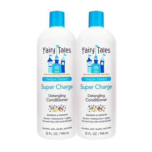 Fairy Tales Tangle Tamer Super Charge - Detangling Conditioner for Kids - Paraben Free, Sulfate Free, Gluten Free, Nut Free- 32 oz (2 Pack)