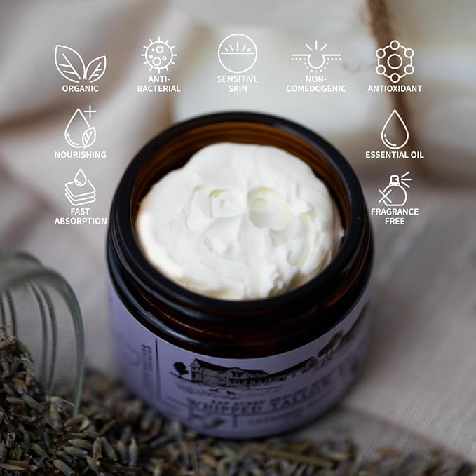 100% Grass-Fed Lavender infused Whipped Tallow Balm-Organic Raw Manuka Honey & Organic Jojoba Oil, Face and Body Moisturizer for Dry, Sensitive Skin, Eczema (Lavender Honey)