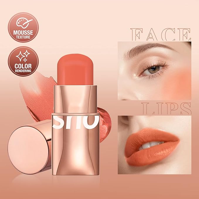 Blush Stick for Cheeks Makeup,Waterproof Cream Blush Face