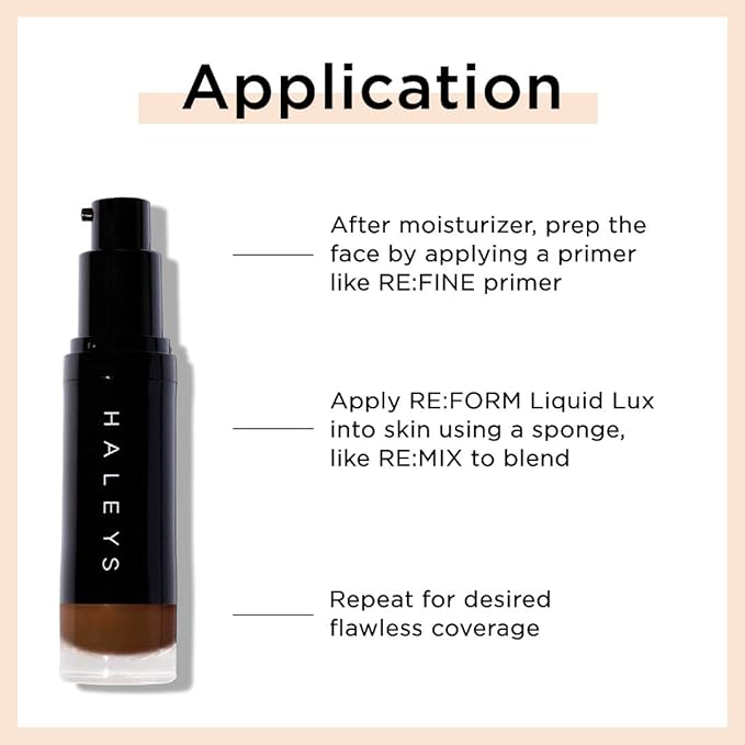 HALEYS RE:FORM Liquid Lux Foundation (9.25) Vegan, Cruelty-Free Foundation Makeup - Even Skin Tone and Cover Blemishes & Imperfections with a Luminous Finish for Long-Lasting Wear