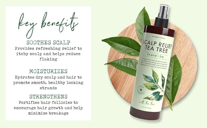Leave In Conditioner Spray - Tea Tree Scalp Treatment - Anti-Dandruff Treatment, Dry & Itchy Scalp Treatment, Hydrating & Medicated Formula for Psoriasis, and Scalp Care - Detangles & Nourishes Hair.