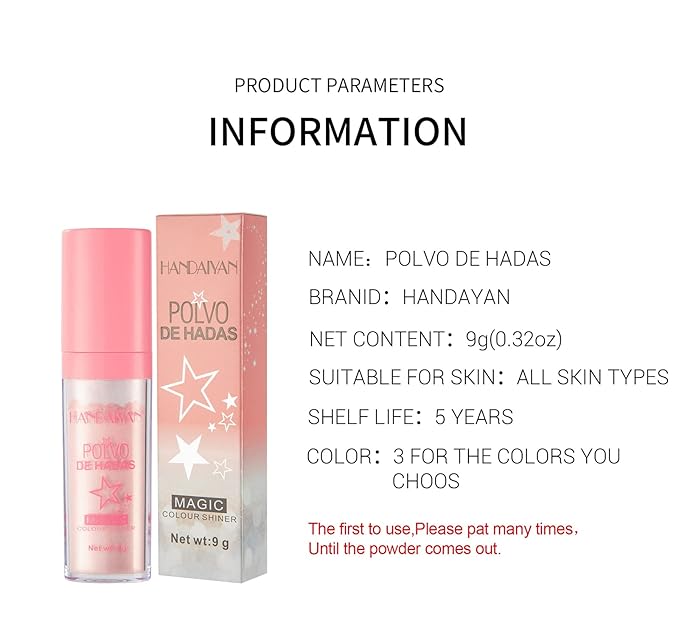 AKARY Body Glitter, Fairy Polvo De Hadas Shimmer Face Highlighter Powder & Blush Stick, Instant Glow Luminizer Duo, Glitter Face Hair High Gloss, Sparkle Smudge-Proof Highlighter Stick Party Makeup (#02 Fairy Pink)