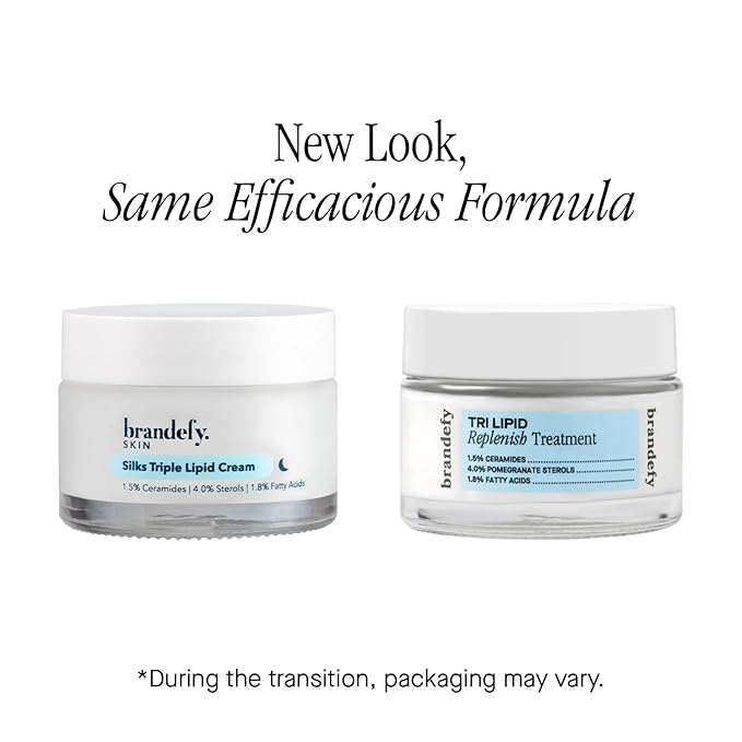 Brandefy Tri Lipid Replenish Treatment - 1.5% Ceramides, 4.0% Sterols, 1.8% Fatty Acids - Peptide Moisturizer, Hydrating Face Cream, Made in the USA (1.6 Oz)
