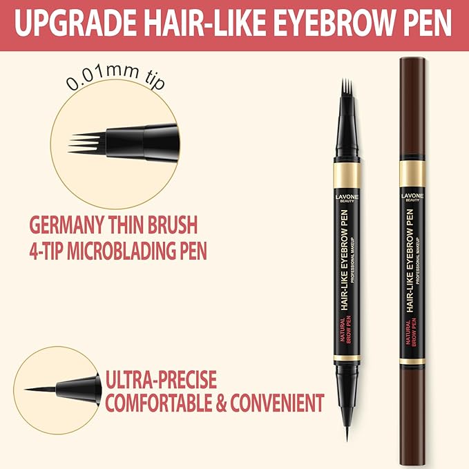 Eyebrow Pencil Kit, with Microblading Eyebrow Pen, Eyebrow Gel, Eyeliner, Eyebrow Brush, Eyebrow Pencils for Women, Waterproof, Smudge Proof, Long Lasting Makeup Formula - Blonde