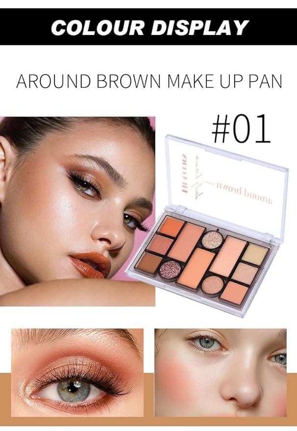 12 Colors Nude Eyeshadow Palette Travel Size Makeup,