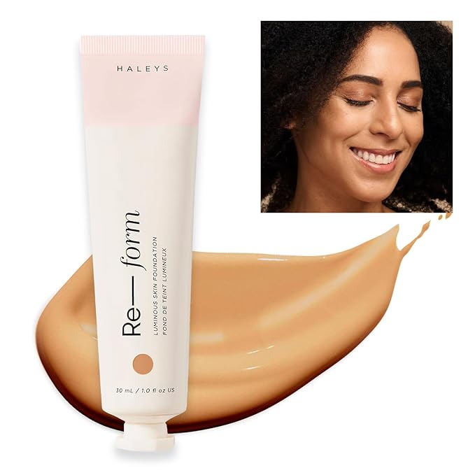 HALEYS Re-form Luminous Skin Foundation, VEGAN + CRUELTY-FREE, Blurs, Conceals, Blendable, Buildable Med-to-Full Coverage, Weightless, Oil-free, All-Day Wear, Hyaluronic Acid, All skin types (5.0)