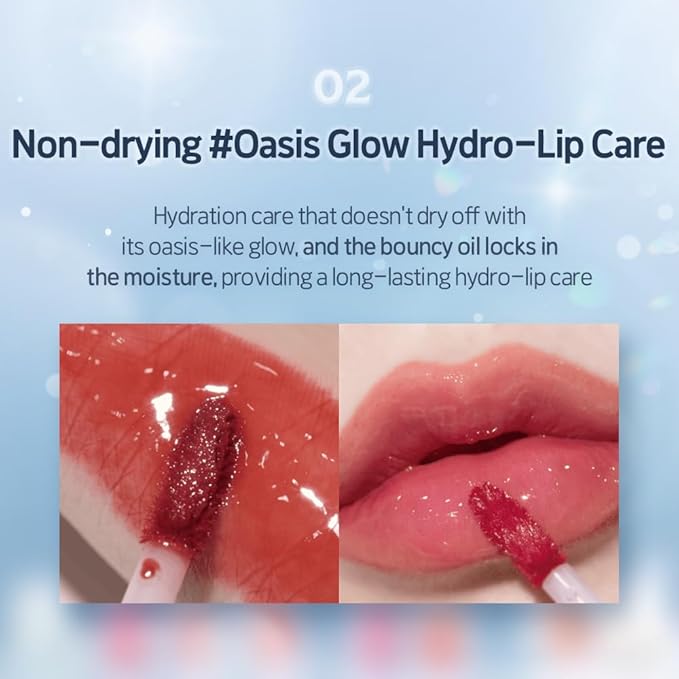 ETUDE Over Glowy Lip Stain Tint #16 Opal Wish | Non-Sticky Vegan Lip Tint | Moisturized & Long-lasting Lip Gloss | Daily Tint for Dry Lips, Korean Makeup