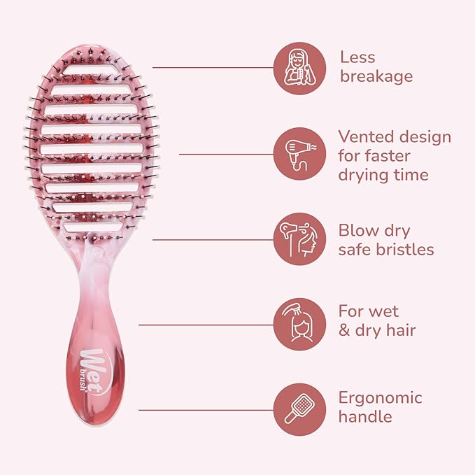 Wet Brush Speed Dry Hair Brush, Pink (Sweet Seaglass) - Vented Design & Soft HeatFlex Bristles Are Blow Dry Safe - Ergonomic Handle Manages Tangles - Pain-Free Hair Accessories