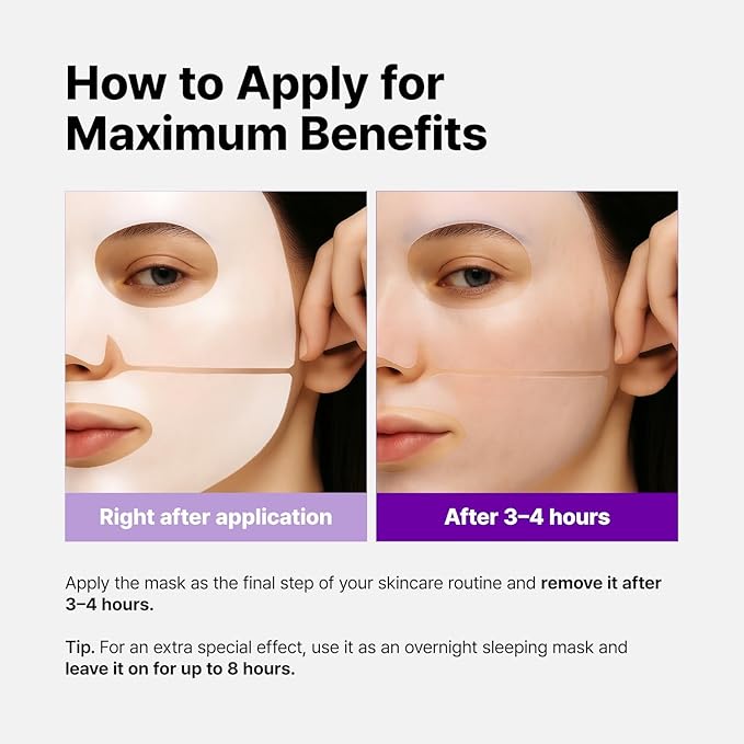 Super Glow Deep Collagen Hydrogel Mask 1.48 oz × 8 Sheets, 5,000,000ppb Hydrolyzed Collagen, Elasticity, Wrinkle Care & Radiance, Overnight K-Beauty Mask (8 Count (Pack of 1))