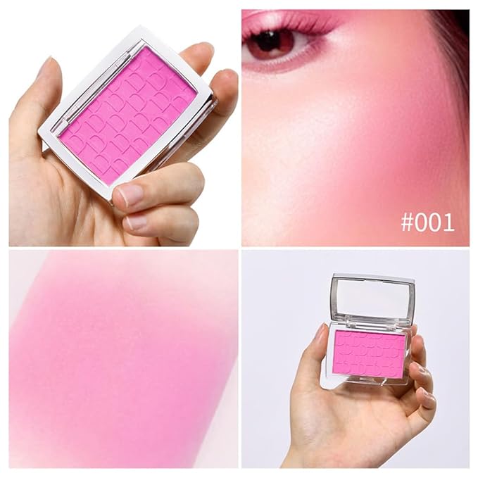 Pink Powder Blush Palette, Multi-Use Makeup Blusher Pink Blendable Formula