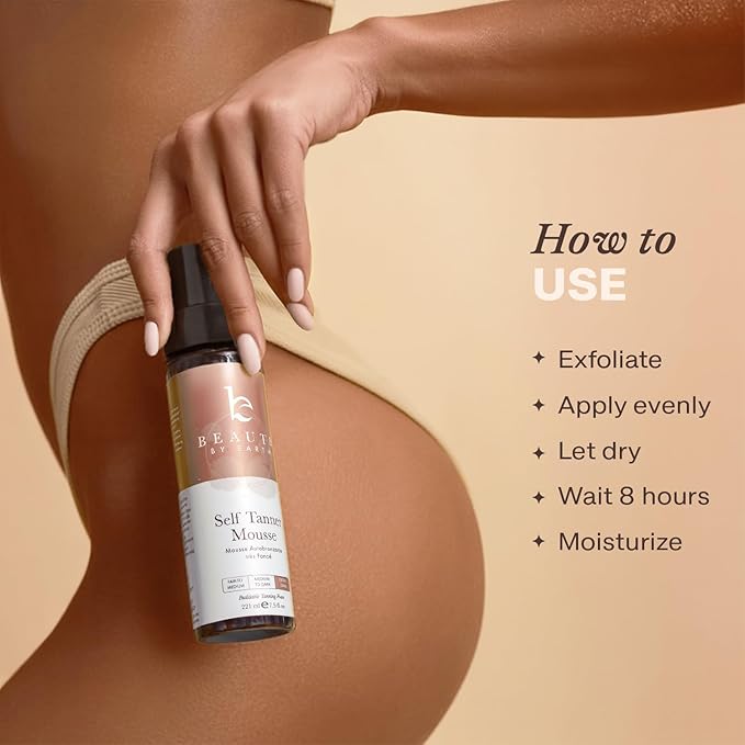 Self Tanner Mousse - USA Made with Natural & Organic Ingredients, Self Tanning Mousse Foam for Ultra Dark Fake Tan, Non Toxic Sunless Tanner for Darkest Streak Free Finish & Natural Looking Tan